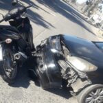 Accidente en Avenida Montevideo y 42: Motociclista Hospitalizada Tras Colisión con Automóvil