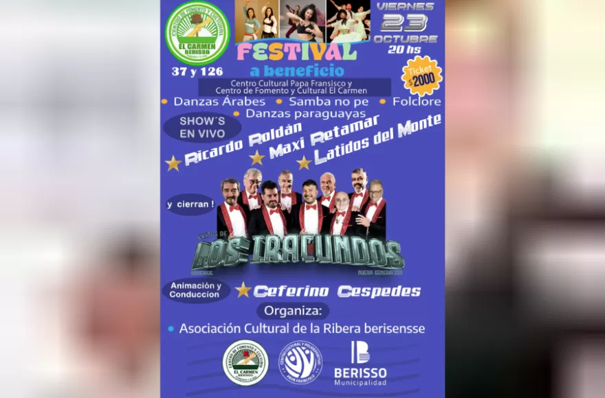 Berisso se prepara para un gran festival solidario con el cierre musical de Los Iracundos