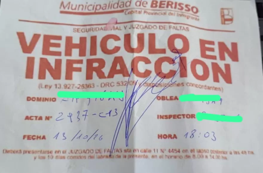 Alerta por actas apócrifas en vehículos estacionados